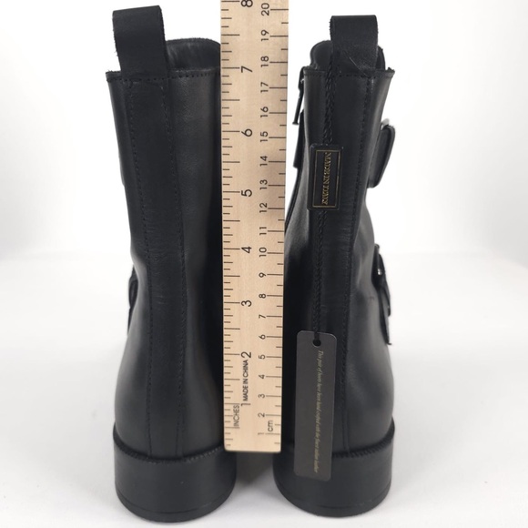 NWT EMANUELE CRASTO ITALY🇮🇹MADE Finest Italian BLACK LEATHER Boot Faux Buckle - Picture 6 of 16